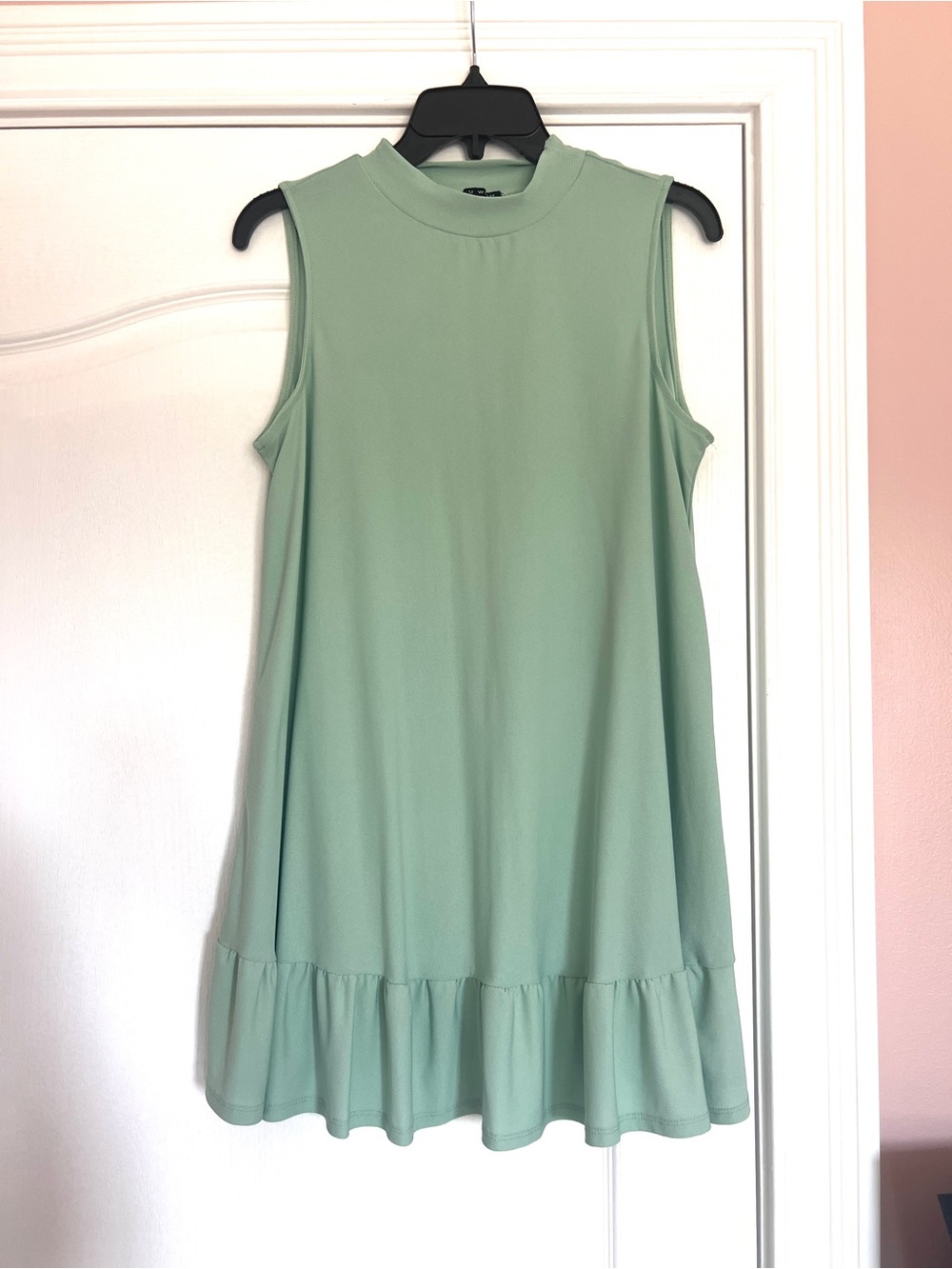 As U Wish Mint Green Sleeveless Ruffle-Hem Dress